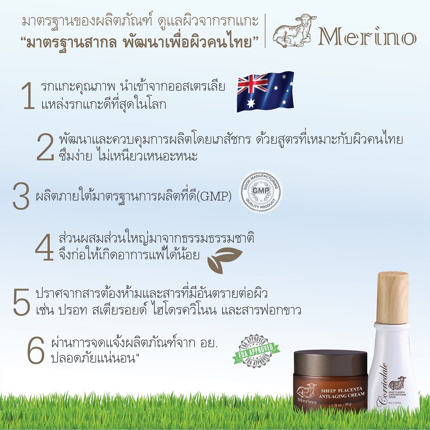 ผลิตภัณฑ์รกแกะ Merino มาตรฐานสากล พัฒนาเพื่อผิวคนไทย